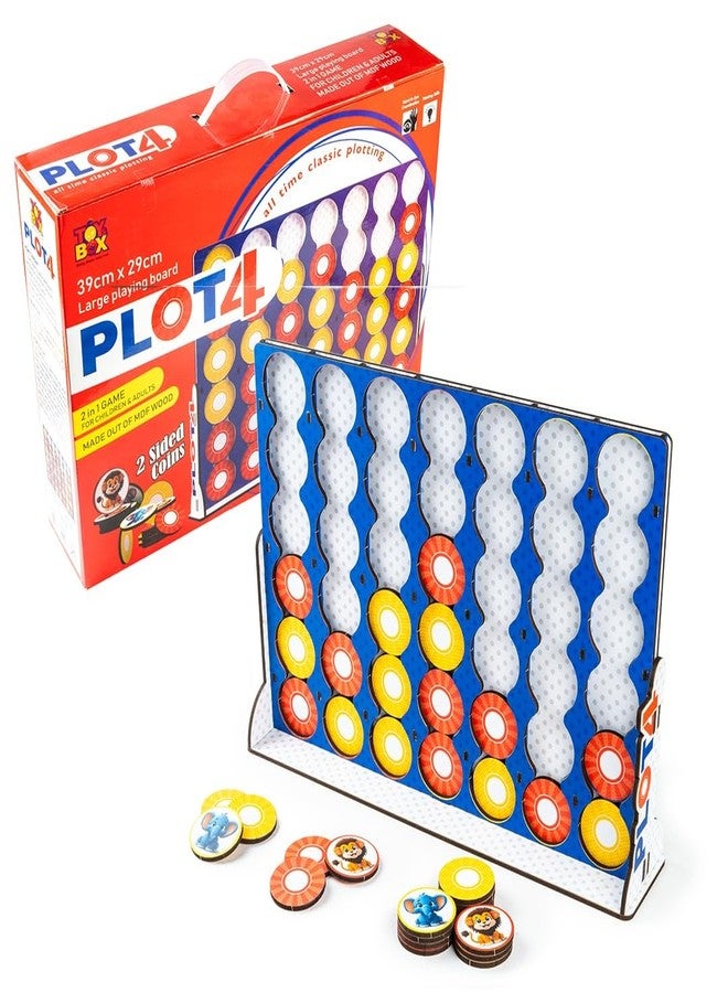 تويز بوكس لعبة لوحية خشبية من تويز بوكس، تتضمن 4 قطع نقدية مزدوجة الجوانب مع حيوانات الغابة، لعبة استراتيجية كلاسيكية للعائلة من سن 4 إلى 99 عامًا - Image 1